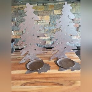 Tree Candle Holder Home Interiers Set Of 2 Stand Alone Or Hang Rustic Woods